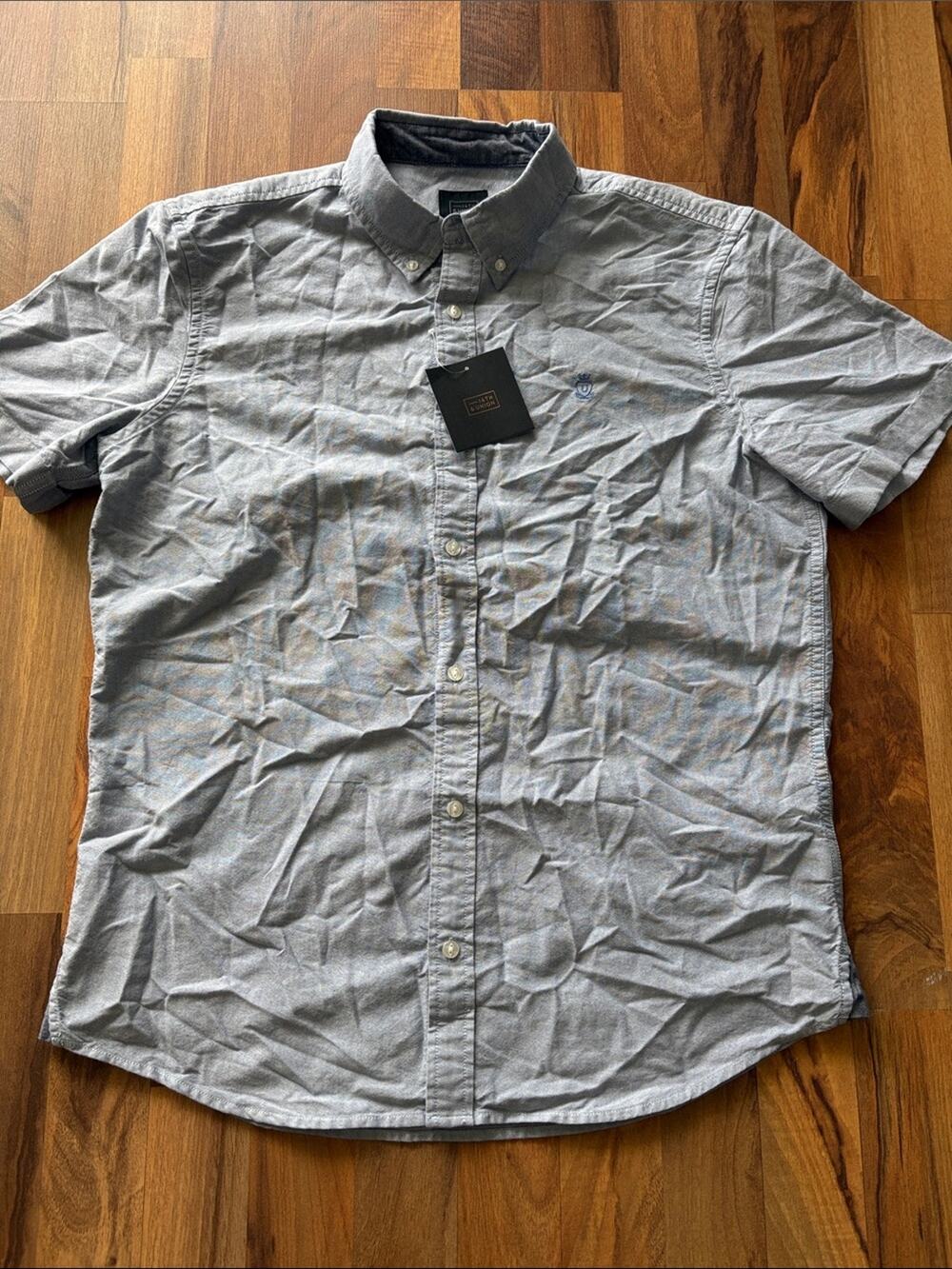 14th & Union Men’s Light Gray Short-Sleeve Button-Down Shirt Size L NWT